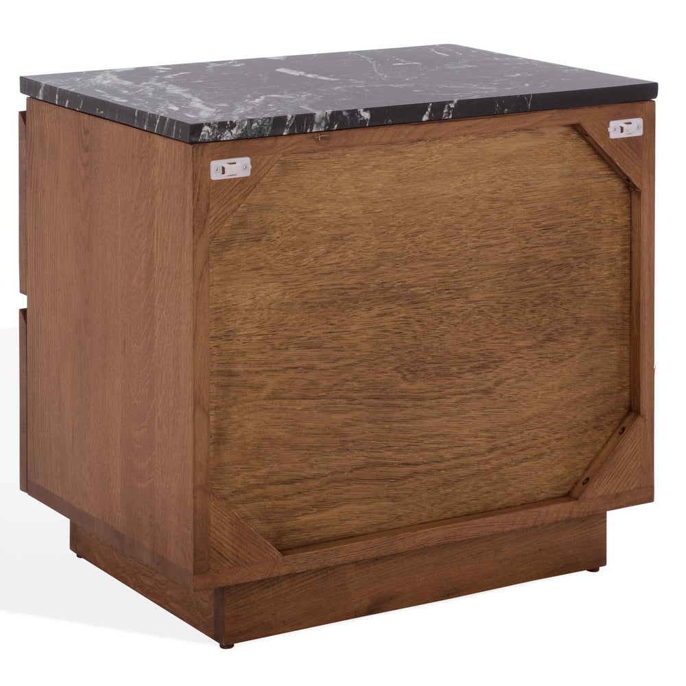 Safavieh Lilybelle Marble Top Nightstand With 2 Drawers - Elegant Walnut & Black Design For Stylish Storage Walnut ,Black Marble ,Wood Sfv9755a