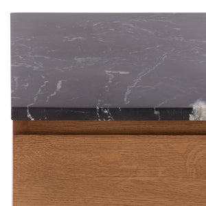 Safavieh Lilybelle Marble Top Nightstand With 2 Drawers - Elegant Walnut & Black Design For Stylish Storage Walnut ,Black Marble ,Wood Sfv9755a