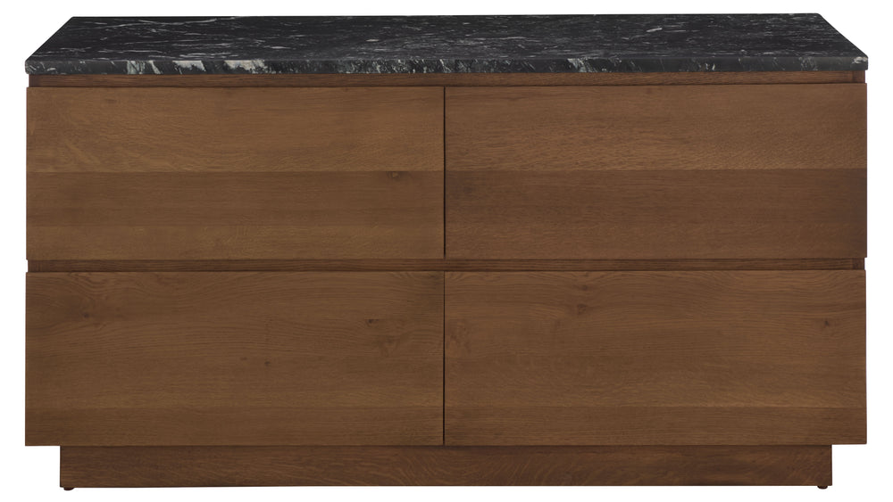 Lilybelle Marble Top 4-Drawer Dresser — Elegant Walnut Veneer, Durable Marble Surface, Ample Storage