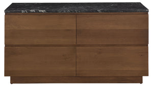 Lilybelle Marble Top 4-Drawer Dresser — Elegant Walnut Veneer, Durable Marble Surface, Ample Storage