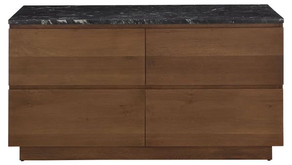 Lilybelle Marble Top 4-Drawer Dresser — Elegant Walnut Veneer, Durable Marble Surface, Ample Storage