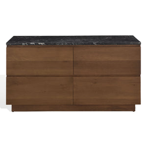 Lilybelle Marble Top 4-Drawer Dresser — Elegant Walnut Veneer, Durable Marble Surface, Ample Storage