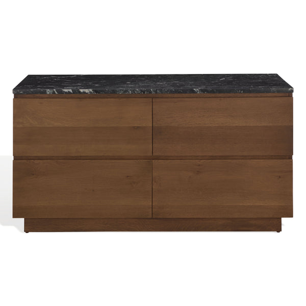 Lilybelle Marble Top 4-Drawer Dresser — Elegant Walnut Veneer, Durable Marble Surface, Ample Storage