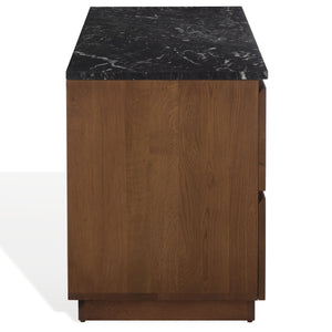 Lilybelle Marble Top 4-Drawer Dresser — Elegant Walnut Veneer, Durable Marble Surface, Ample Storage