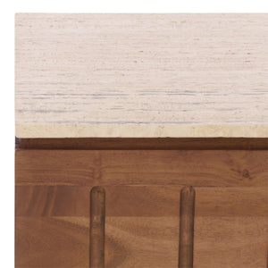 Safavieh Kaylissa Travertine Top Nightstand With 2 Drawers - Elegant Walnut Storage For Stylish Bedrooms Travertine ,Walnut Marble ,Travertine Sfv9757a