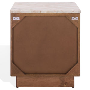 Safavieh Paxter Marble Top Nightstand - Elegant Bedroom Furniture For Timeless Sophistication And Style Walnut ,White Marble ,Wood Sfv9758a