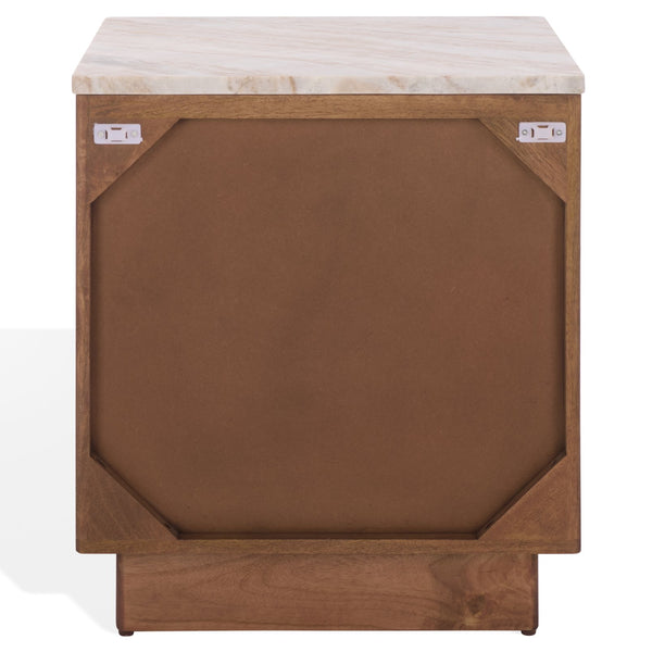 Safavieh Paxter Marble Top Nightstand - Elegant Bedroom Furniture For Timeless Sophistication And Style Walnut ,White Marble ,Wood Sfv9758a