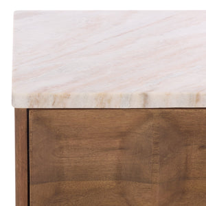 Safavieh Paxter Marble Top Nightstand - Elegant Bedroom Furniture For Timeless Sophistication And Style Walnut ,White Marble ,Wood Sfv9758a