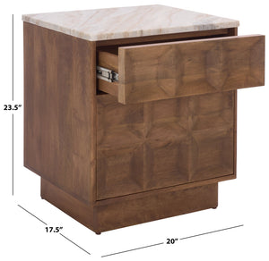 Safavieh Paxter Marble Top Nightstand - Elegant Bedroom Furniture For Timeless Sophistication And Style Walnut ,White Marble ,Wood Sfv9758a