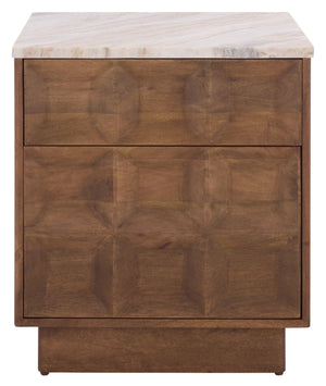 Safavieh Paxter Marble Top Nightstand - Elegant Bedroom Furniture For Timeless Sophistication And Style Walnut ,White Marble ,Wood Sfv9758a