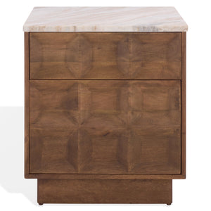 Safavieh Paxter Marble Top Nightstand - Elegant Bedroom Furniture For Timeless Sophistication And Style Walnut ,White Marble ,Wood Sfv9758a