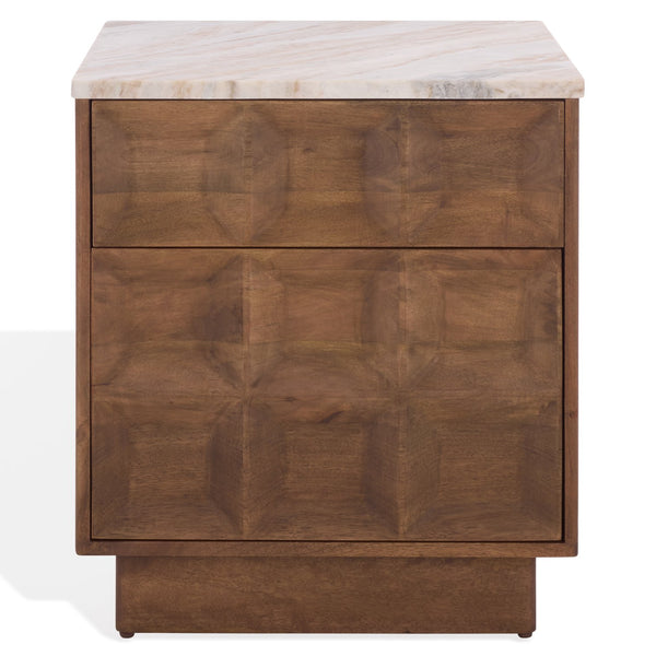 Safavieh Paxter Marble Top Nightstand - Elegant Bedroom Furniture For Timeless Sophistication And Style Walnut ,White Marble ,Wood Sfv9758a