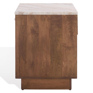 Safavieh Paxter Marble Top Nightstand - Elegant Bedroom Furniture For Timeless Sophistication And Style Walnut ,White Marble ,Wood Sfv9758a