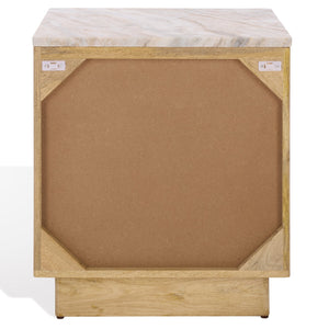 Safavieh Paxter Marble Top Nightstand - Elegant Bedroom Furniture For Timeless Sophistication And Style Natural ,White Marble ,Wood Sfv9758b