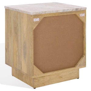 Safavieh Paxter Marble Top Nightstand - Elegant Bedroom Furniture For Timeless Sophistication And Style Natural ,White Marble ,Wood Sfv9758b