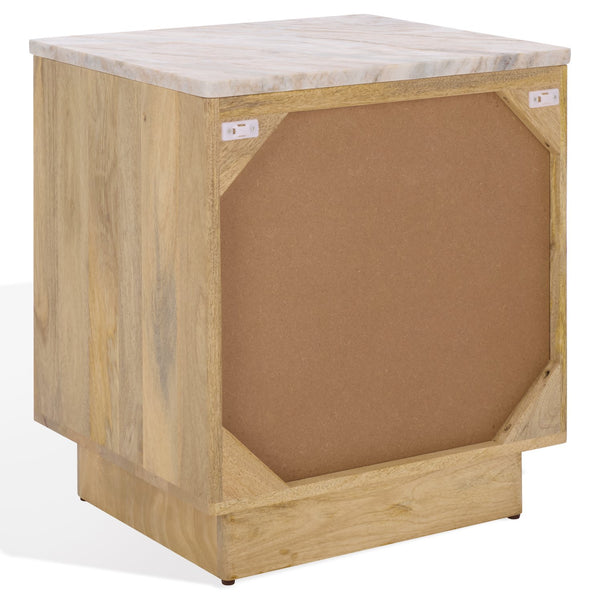 Safavieh Paxter Marble Top Nightstand - Elegant Bedroom Furniture For Timeless Sophistication And Style Natural ,White Marble ,Wood Sfv9758b