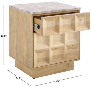 Safavieh Paxter Marble Top Nightstand - Elegant Bedroom Furniture For Timeless Sophistication And Style Natural ,White Marble ,Wood Sfv9758b