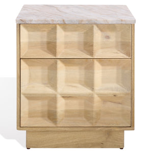 Safavieh Paxter Marble Top Nightstand - Elegant Bedroom Furniture For Timeless Sophistication And Style Natural ,White Marble ,Wood Sfv9758b