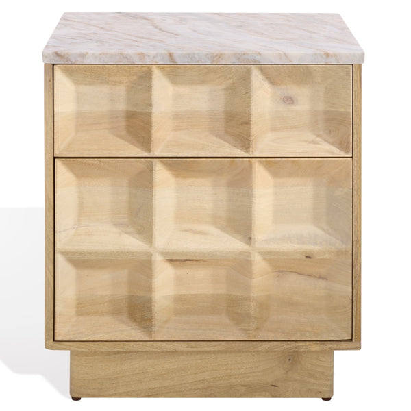 Safavieh Paxter Marble Top Nightstand - Elegant Bedroom Furniture For Timeless Sophistication And Style Natural ,White Marble ,Wood Sfv9758b