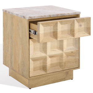 Safavieh Paxter Marble Top Nightstand - Elegant Bedroom Furniture For Timeless Sophistication And Style Natural ,White Marble ,Wood Sfv9758b