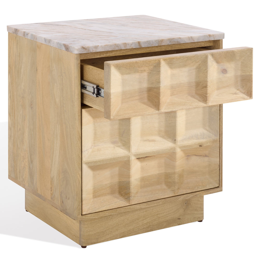 Safavieh Paxter Marble Top Nightstand - Elegant Bedroom Furniture For Timeless Sophistication And Style Natural ,White Marble ,Wood Sfv9758b