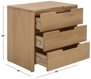 Safavieh Riverside Oak Wood 3 Drawer Nightstand In Natural Finish - Timeless Elegance For Any Decor Natural Oak Wood Sfv9759a
