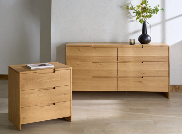 Riverside Oak Wood 6-Drawer Dresser — Spacious 59" Storage Chest With Smooth-Glide Drawers, Rustic Finish