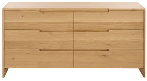 Riverside Oak Wood 6-Drawer Dresser — Spacious 59" Storage Chest With Smooth-Glide Drawers, Rustic Finish