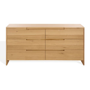 Riverside Oak Wood 6-Drawer Dresser — Spacious 59" Storage Chest With Smooth-Glide Drawers, Rustic Finish
