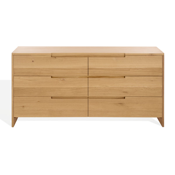 Riverside Oak Wood 6-Drawer Dresser — Spacious 59" Storage Chest With Smooth-Glide Drawers, Rustic Finish