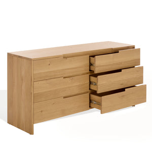 Riverside Oak Wood 6-Drawer Dresser — Spacious 59" Storage Chest With Smooth-Glide Drawers, Rustic Finish