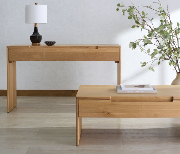 Safavieh RIVERSIDE Console Table – Natural Oak 3 Drawer Design for Entryway, Hallway, or Living Room Elegance SFV9762A