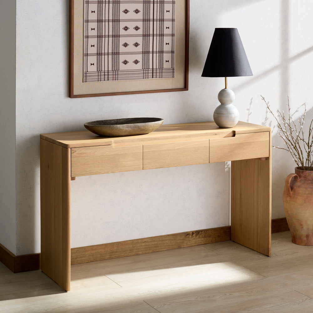 Safavieh Riverside Oak Wood 3 Drawer Console Table – Natural Oak Elegance For Stylish Living Spaces Natural Oak Wood Sfv9762a