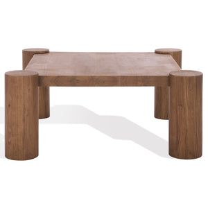 Safavieh Trescott Square Wood Coffee Table In Walnut - Elegant Acacia Design For Modern Living Spaces Natural Wood Sfv9763a-2bx