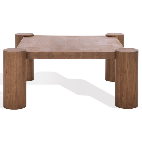 Safavieh Trescott Square Wood Coffee Table In Walnut - Elegant Acacia Design For Modern Living Spaces Natural Wood Sfv9763a-2bx