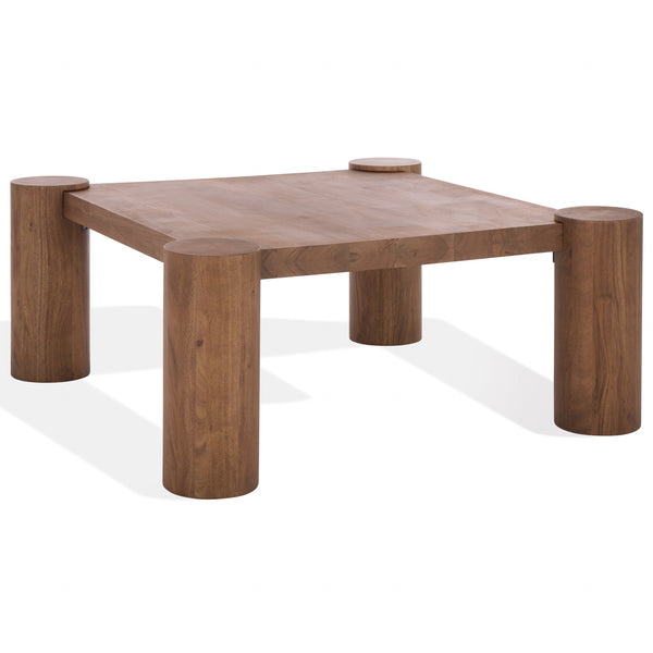 Safavieh Trescott Square Wood Coffee Table In Walnut - Elegant Acacia Design For Modern Living Spaces Natural Wood Sfv9763a-2bx