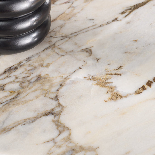 Shayrina Marble And Oak Accent Table With Solid Oak Base, Genuine Marble Top, Modern Side Table Elegance