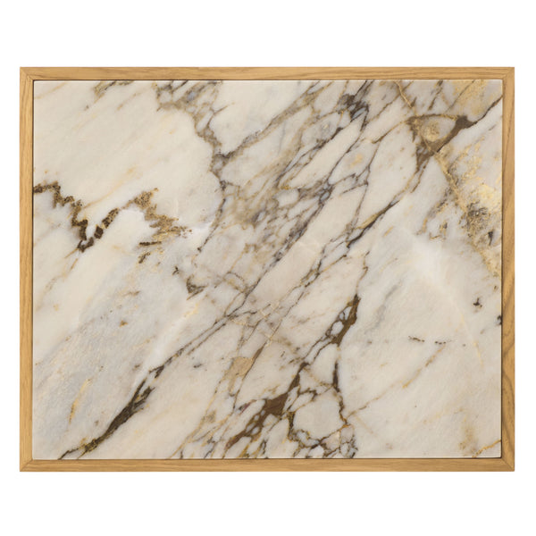 Shayrina Marble And Oak Accent Table With Solid Oak Base, Genuine Marble Top, Modern Side Table Elegance