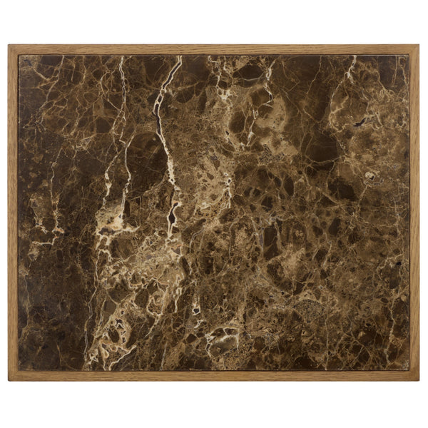 Shayrina Marble And Oak Accent Table With Solid Oak Base, Genuine Marble Top, Modern Side Table Elegance