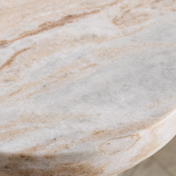 Glendale Round Marble Accent Table — Compact 20" Pedestal Side Table With Natural Veining And Durability