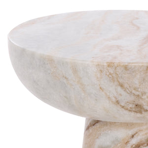 Glendale Round Marble Accent Table — Compact 20" Pedestal Side Table With Natural Veining And Durability