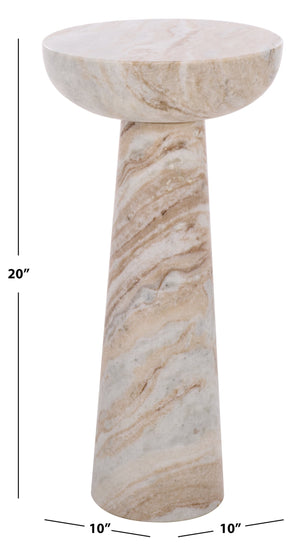 Glendale Round Marble Accent Table — Compact 20" Pedestal Side Table With Natural Veining And Durability