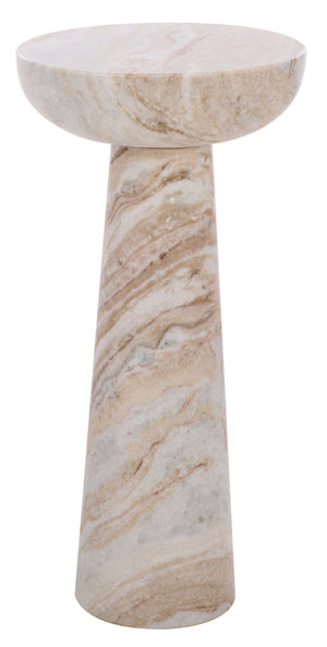 Glendale Round Marble Accent Table — Compact 20" Pedestal Side Table With Natural Veining And Durability