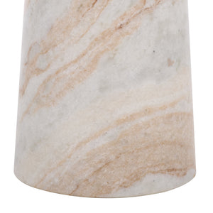 Glendale Round Marble Accent Table — Compact 20" Pedestal Side Table With Natural Veining And Durability