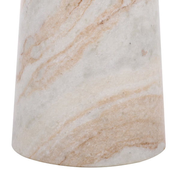 Glendale Round Marble Accent Table — Compact 20" Pedestal Side Table With Natural Veining And Durability