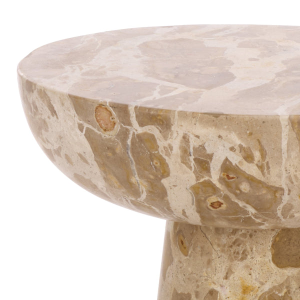 Glendale Round Marble Accent Table — Compact 20" Pedestal Side Table With Natural Veining And Durability