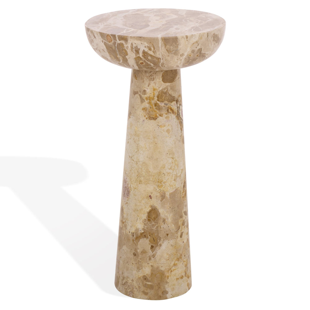 Glendale Round Marble Accent Table — Compact 20" Pedestal Side Table With Natural Veining And Durability