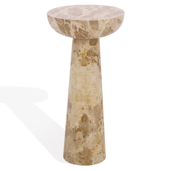 Glendale Round Marble Accent Table — Compact 20" Pedestal Side Table With Natural Veining And Durability