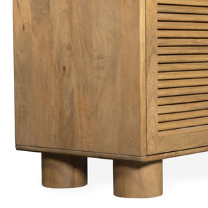 Safavieh Bellasasha Walnut Wood Four Door Sideboard Media Console for Living or Dining Rooms SFV9767A