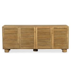 Safavieh Bellasasha Walnut Wood Four Door Sideboard Media Console for Living or Dining Rooms SFV9767A